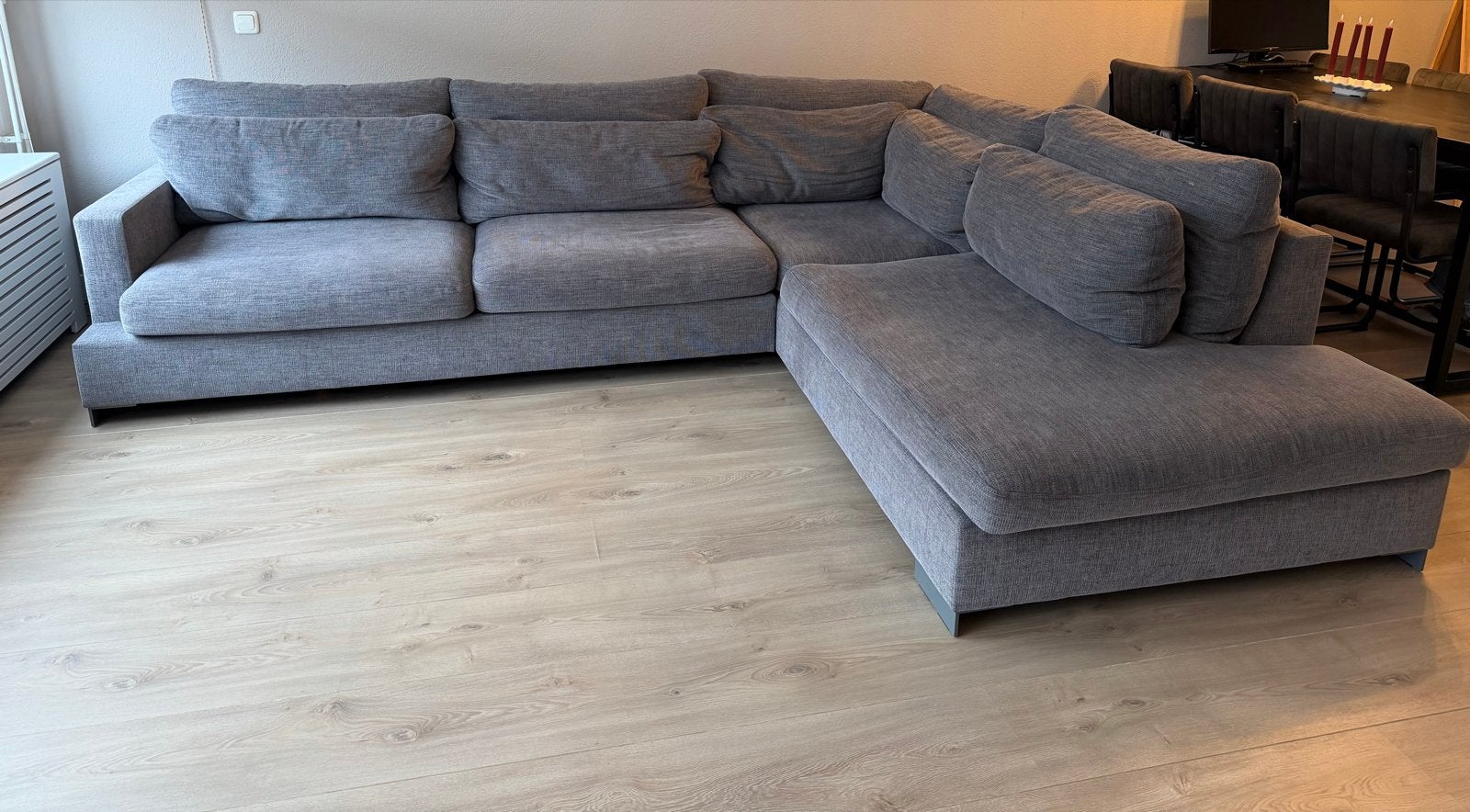 Ruime hoekbank - 305x245cm met diepe zit, Ophalen, Gebruikt, Hoekbank, 300 cm of meer