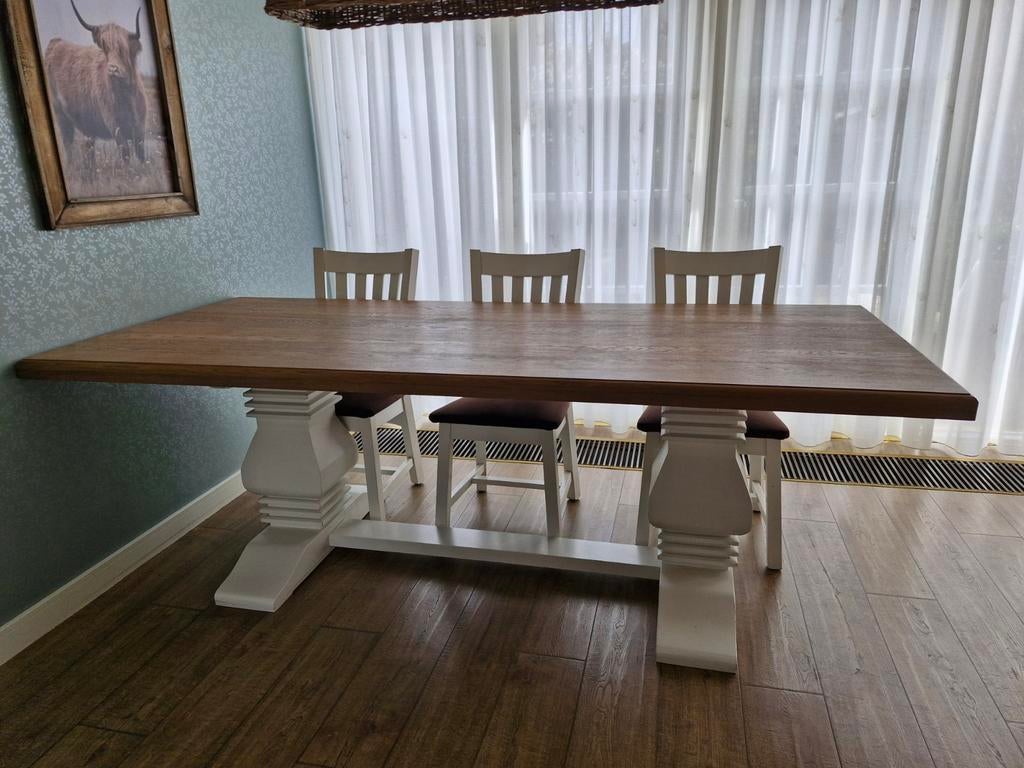 Robuuste Kloostertafel - Massief Hout, Huis en Inrichting, Tafels | Eettafels, Ophalen, Landelijke kloostertafel, 200 cm of meer