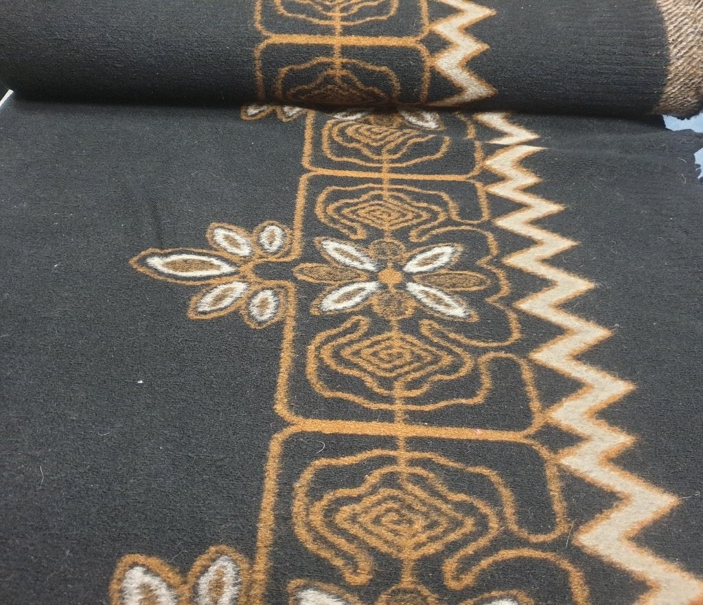 mantelstof mixed wool met rand (11509), Wol, Meerkleurig, 120 cm of meer, Nieuw