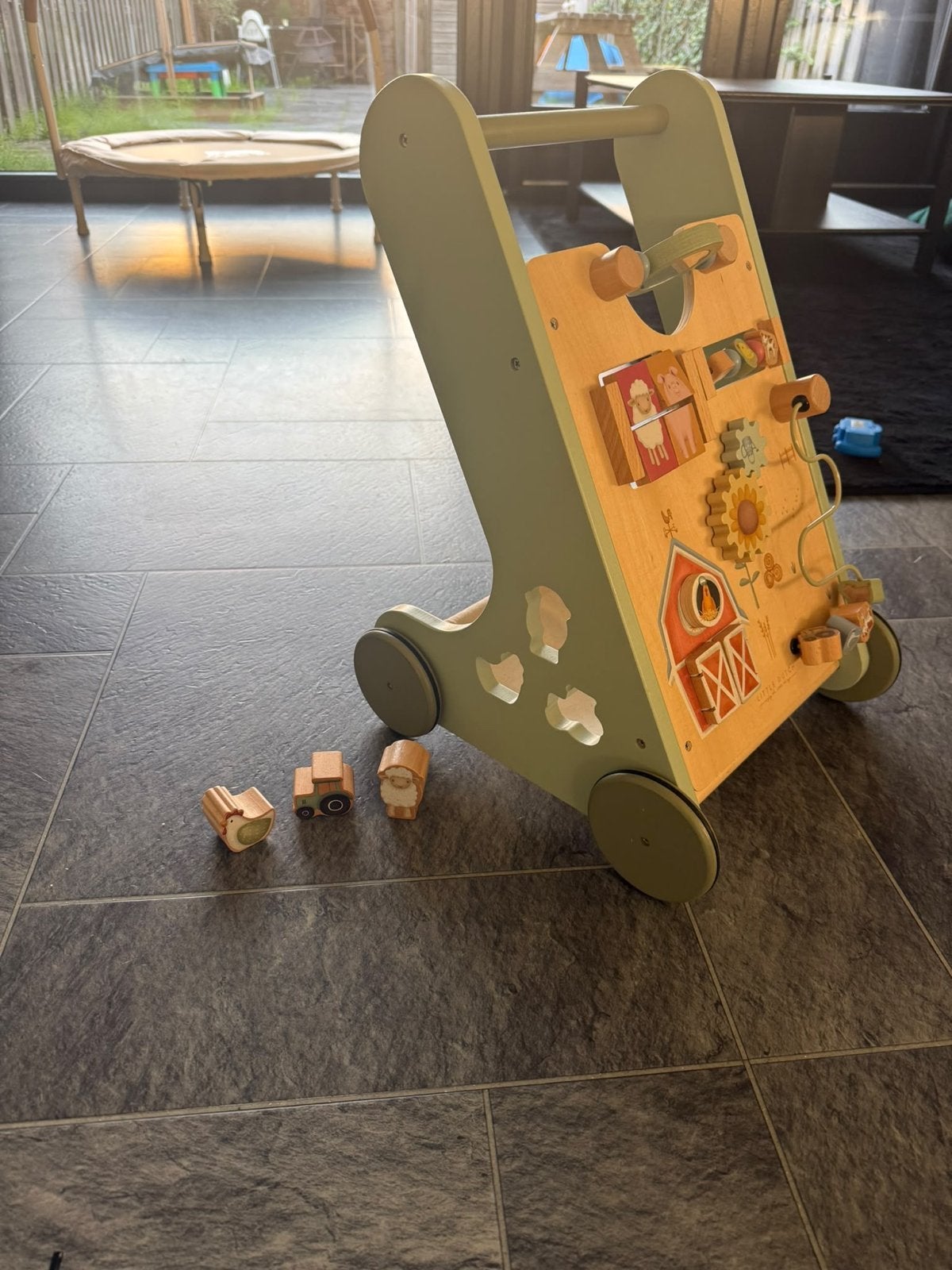Little Dutch Houten Loopwagen Boerderij, Ophalen, Zo goed als nieuw, Overige typen, Met wieltjes