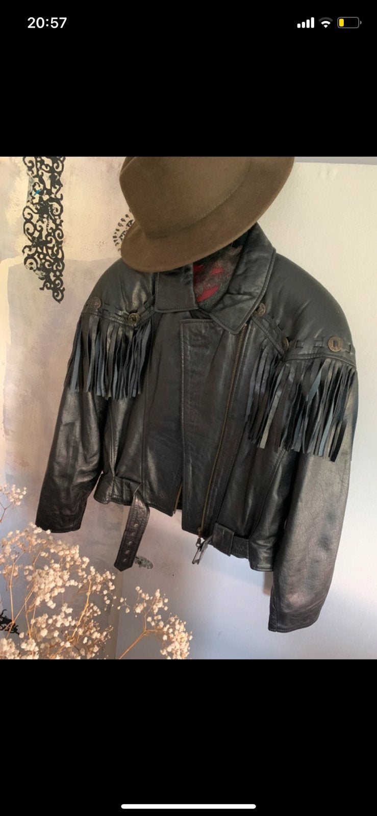 Vintage bikerjack bomberjack 38 fringe jacket, Maat 38/40 (M), -, Zwart, -