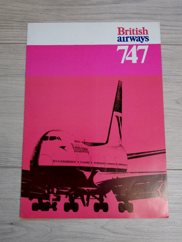 Vintage brochure British Airways Boeing 747 uit 1973, Verzenden, Zo goed als nieuw, Boek of Tijdschrift