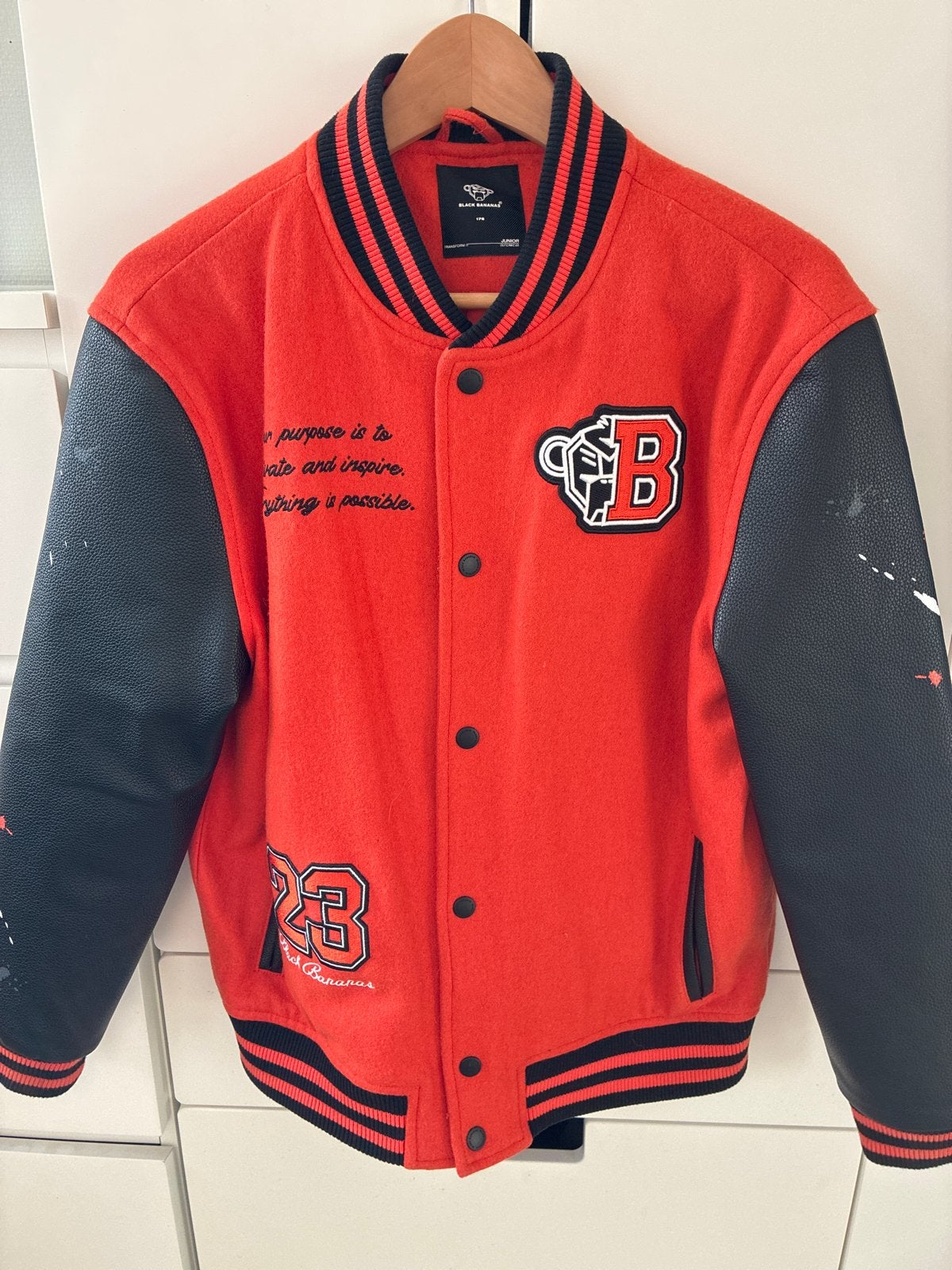 Black Bananas Varsity Jacket Oranje/Zwart Maat L, Ophalen of Verzenden, Zo goed als nieuw, Maat 46 (S) of kleiner, Oranje
