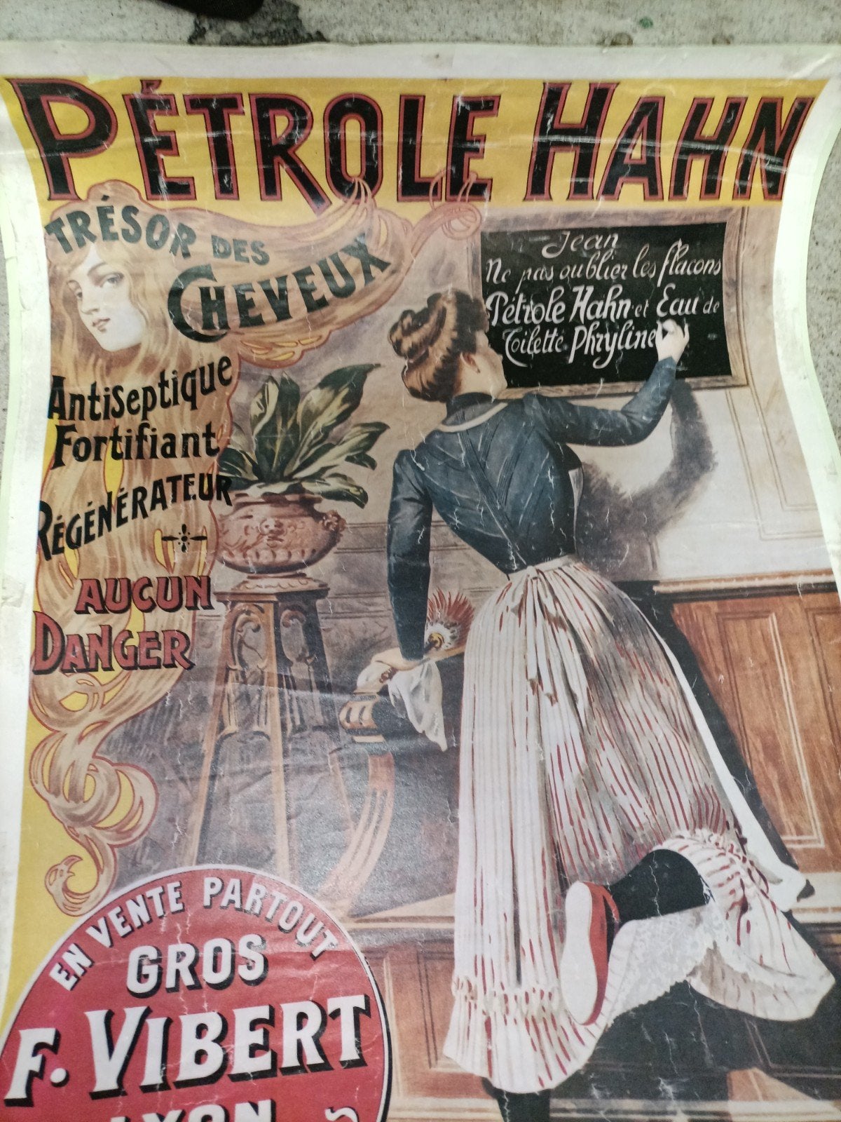 Grote brocante poster van Petrol Hahn, Gebruikt, ., Overige typen, Ophalen of Verzenden