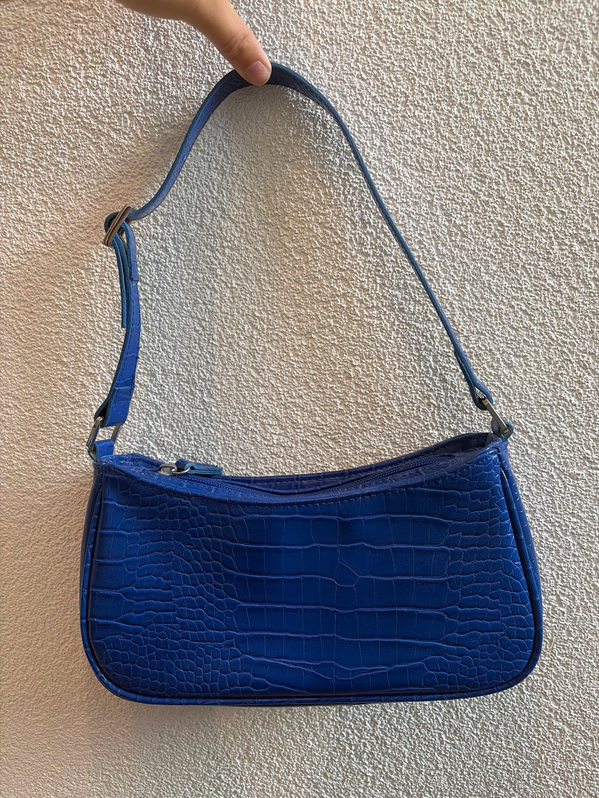 Blauw schoudertasje Monki, Ophalen of Verzenden, Zo goed als nieuw, Blauw, Overige merken