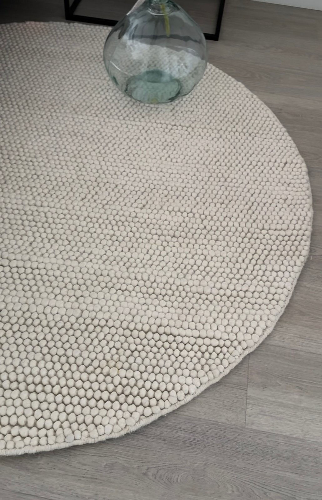 Rond vloerkleed ø160 beige wol ophalen, Ophalen, Beige, 150 tot 200 cm, Rond