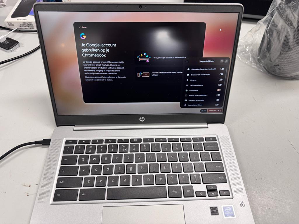322563 HP Chromebook 14a-na0750nd - Intel Pentium Silver, 14 inch, Qwerty, Ophalen of Verzenden, 32 GB of minder