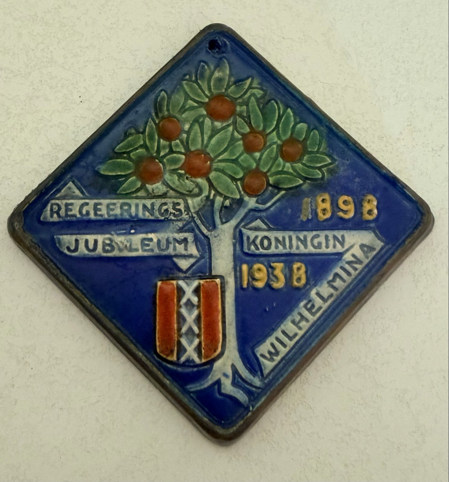 Jubileumtegel Koningin Wilhelmina 1898-1938, Antiek en Kunst, Ophalen of Verzenden