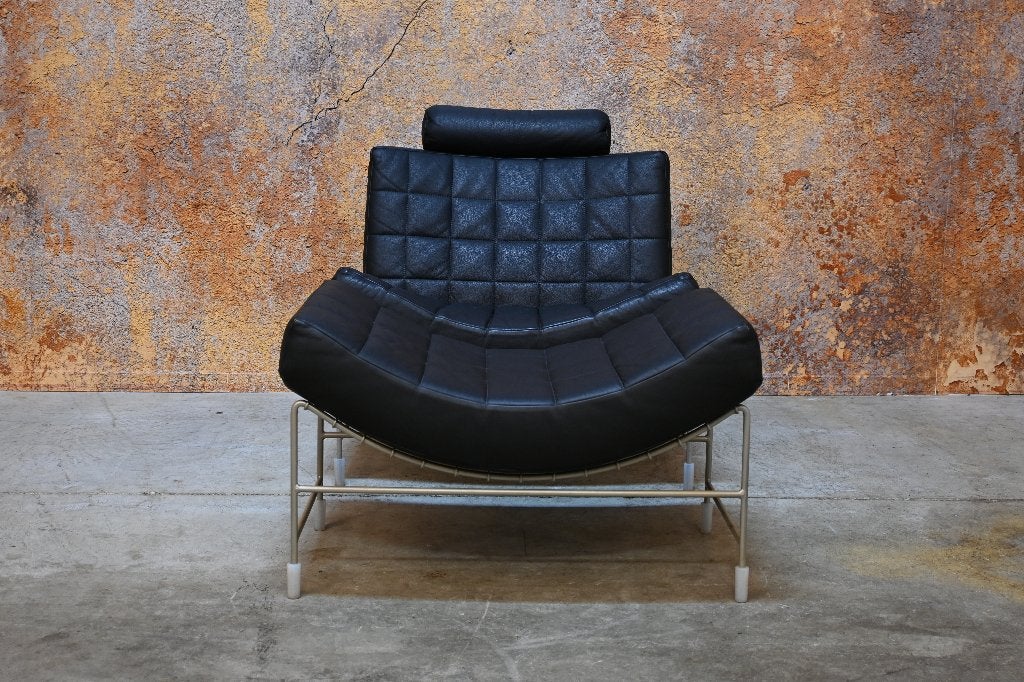 ZGANieuw zwarte leren Leolux Volare design fauteuil, Leolux, Leolux, 75 tot 100 cm, Ophalen of Verzenden