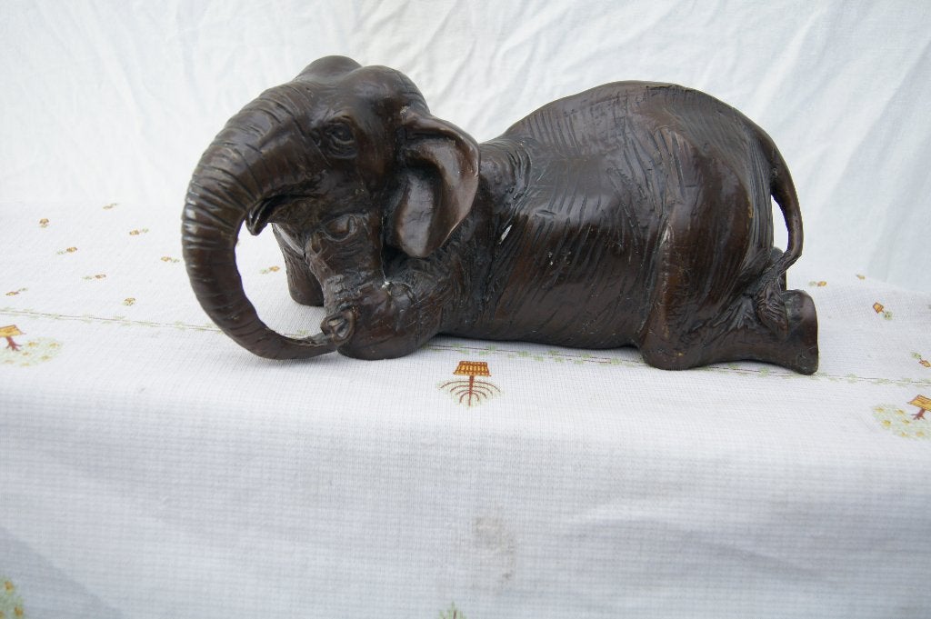 Olifant liggend  ( Brons, Ophalen of Verzenden, Brons, Beeld