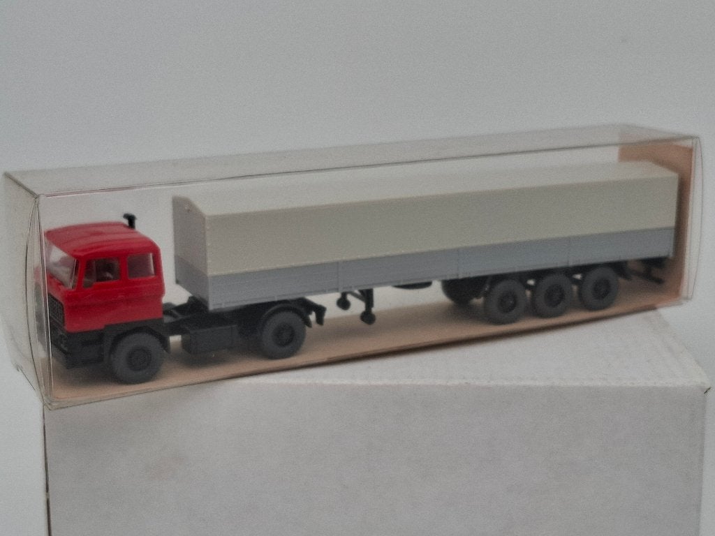DAF truck met huiftrailer - Wiking 1/87, Verzenden, Zo goed als nieuw, Bus of Vrachtwagen, Wiking