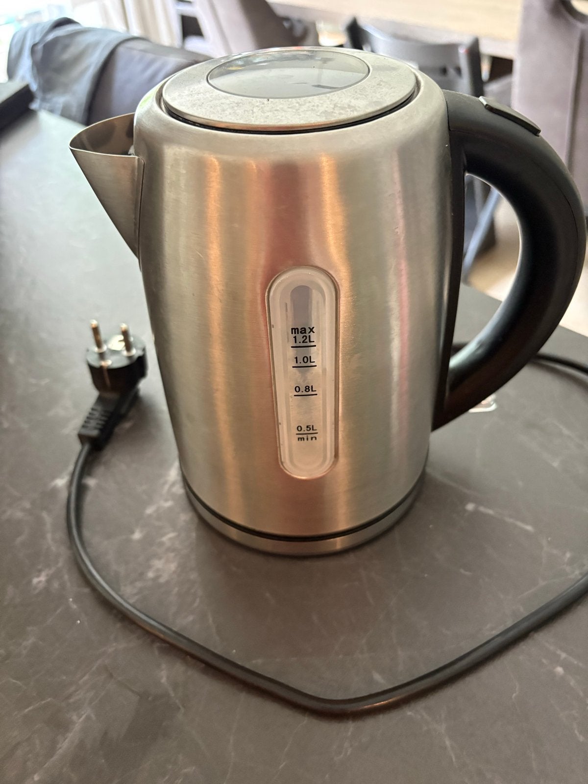 RVS Waterkoker 1.2L - Gebruikt, Witgoed en Apparatuur, 1 tot 2 liter, Ophalen of Verzenden, Gebruikt, Draadloos