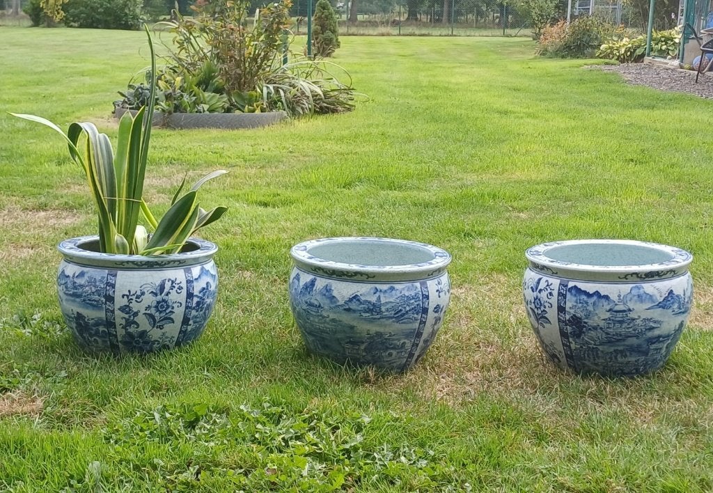 Prachtige grote Chinese hand geschilderde bloem potten, Ophalen