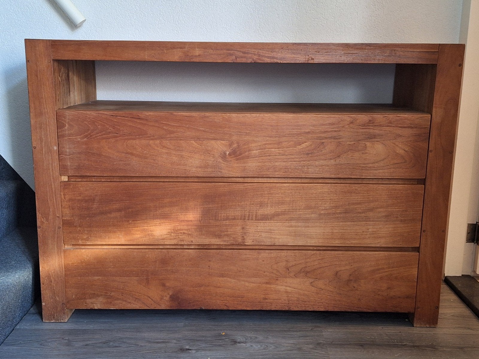Zware Teak Ladekast - 3 Laden, Huis en Inrichting, Kasten | Ladekasten, Ophalen, Gebruikt, 100 tot 150 cm, Teakhout