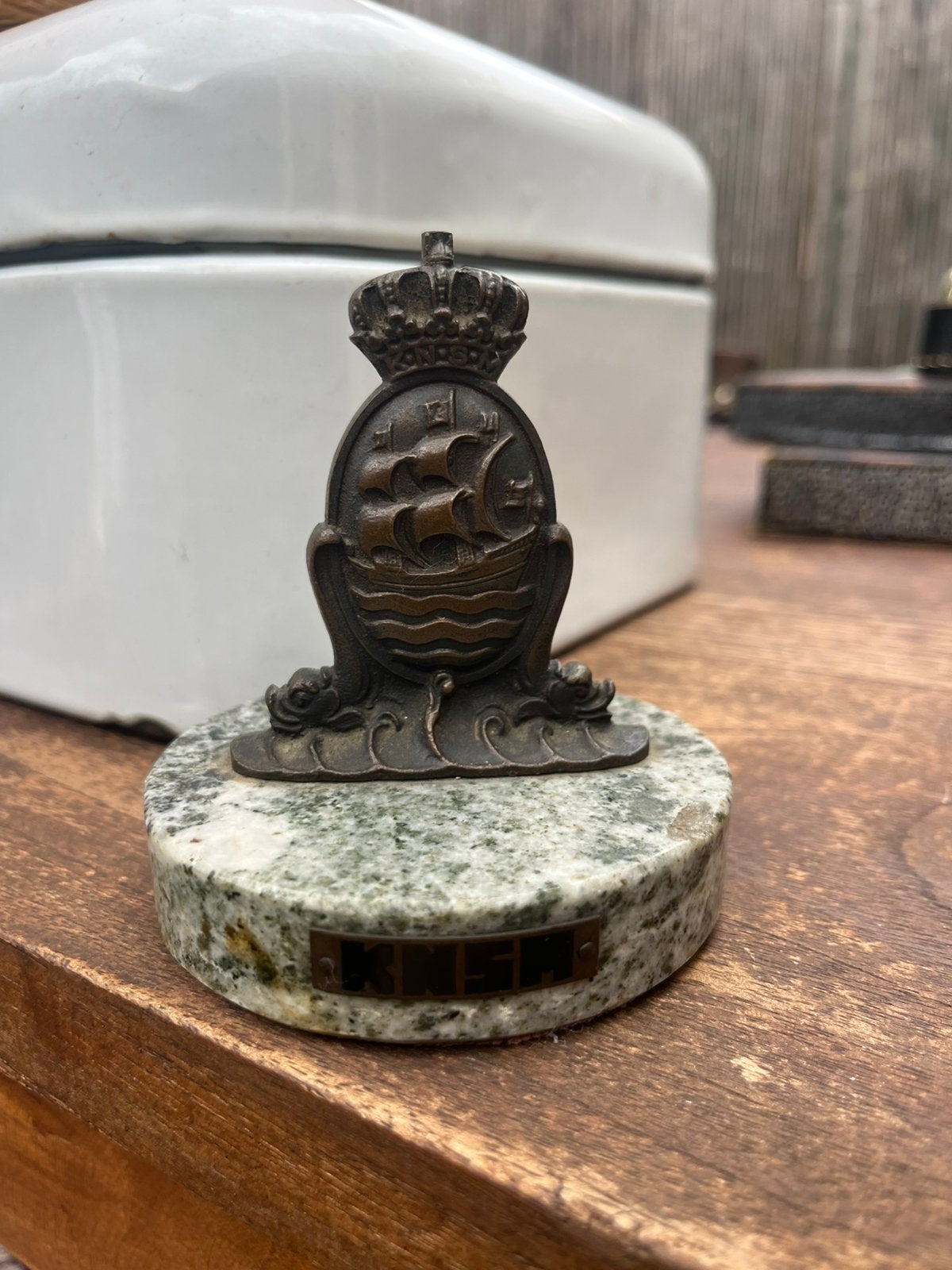 KNSM beeldje antiek brons stoomboot maatschappij, Ophalen of Verzenden