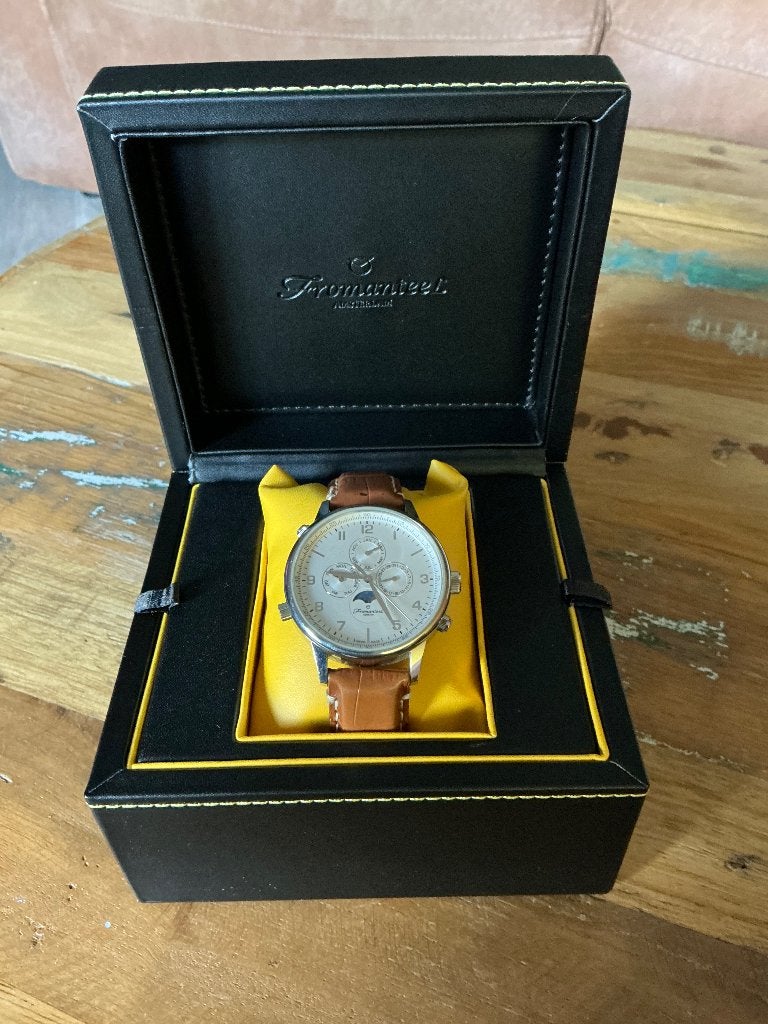 Fromanteel horloge, Sieraden, Tassen en Uiterlijk, Horloges | Heren, Overige merken, Leer, Staal, Polshorloge