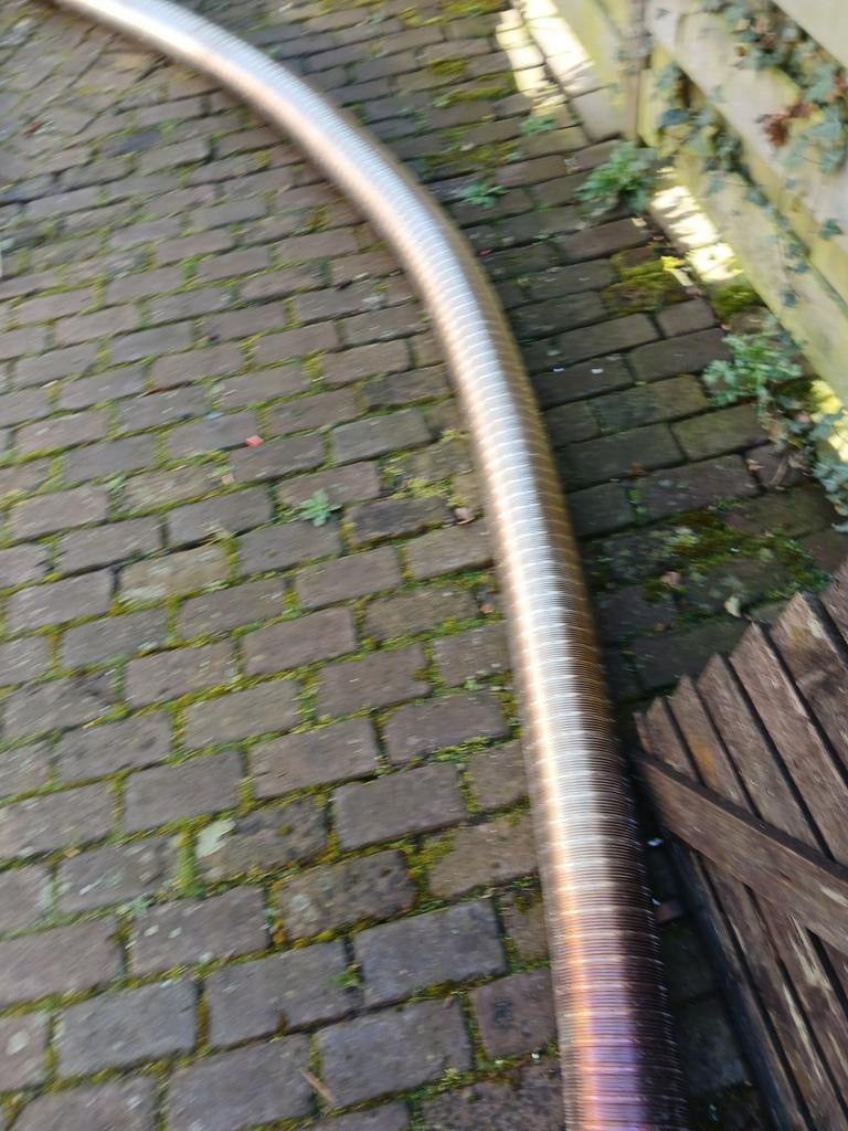 RVS kachel pijp, Ophalen of Verzenden, Rvs, Minder dan 2 meter, 80 mm of meer