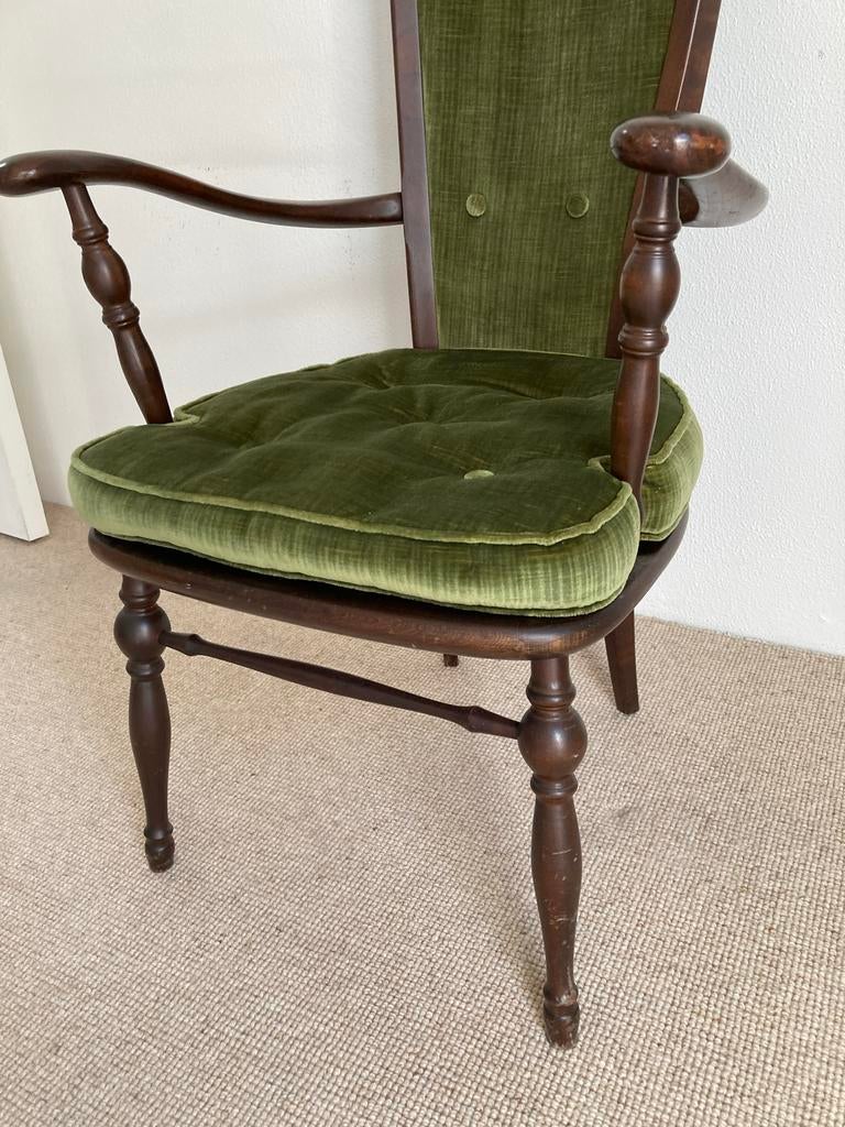 Damesstoeltje met groene bekleding, Antiek en Kunst, Antiek | Meubels | Stoelen en Banken, Ophalen