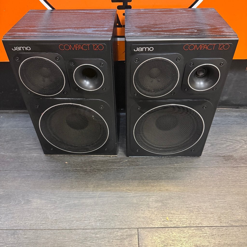 Jamo Compact 120 Speakers | Zwart | In goede staat, Ophalen of Verzenden, Zo goed als nieuw, 60 tot 120 watt, Boekenplank luidspreker