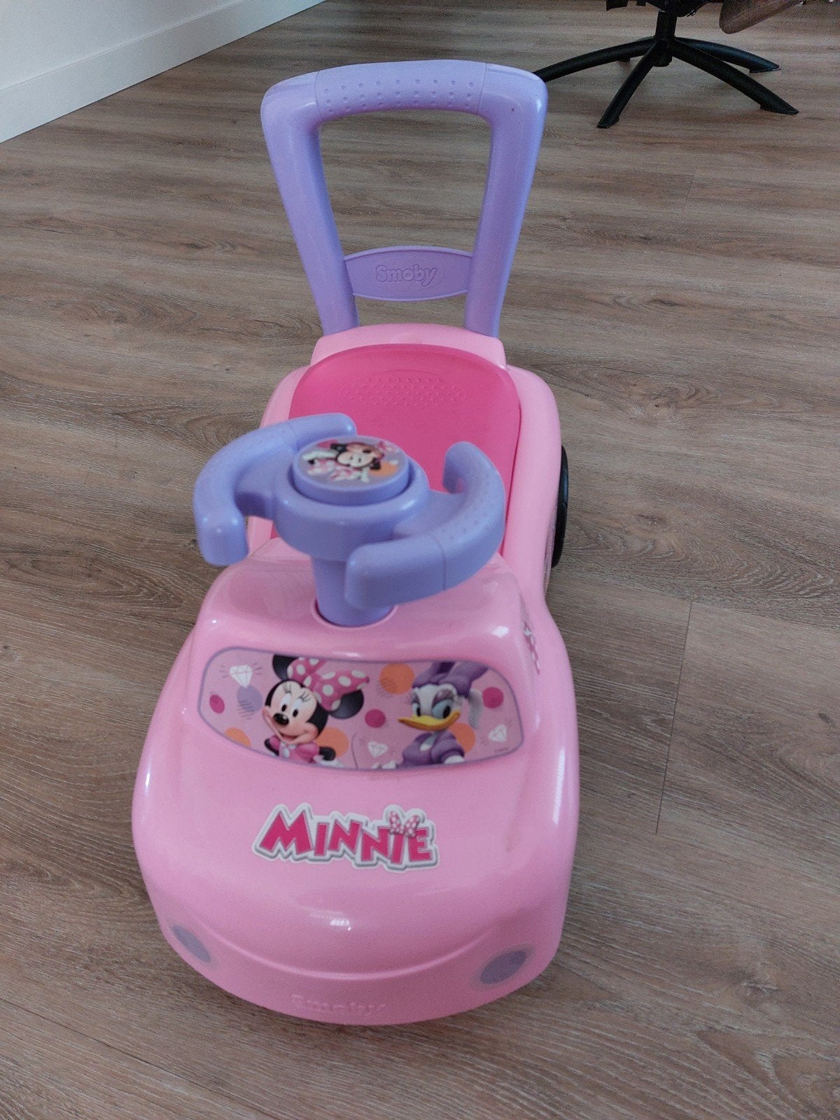 Smoby Minnie Mouse loopauto met duwstang, Ophalen, Gebruikt, Loopvoertuig