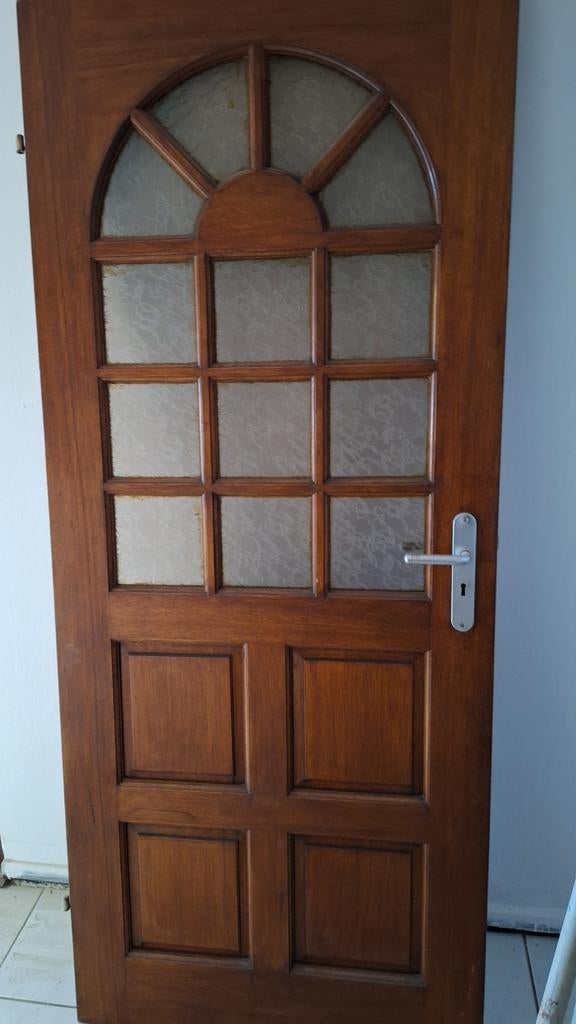 Houten binnendeur met glaspanelen, Ophalen, Gebruikt, 80 tot 100 cm, Binnendeur