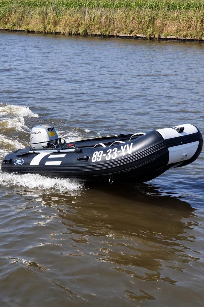 Hibo Rubberboot 360 met Honda 20pk buitenboordmotor, Watersport en Boten, Ophalen, Aluminium, Buitenboordmotor, Peddels
