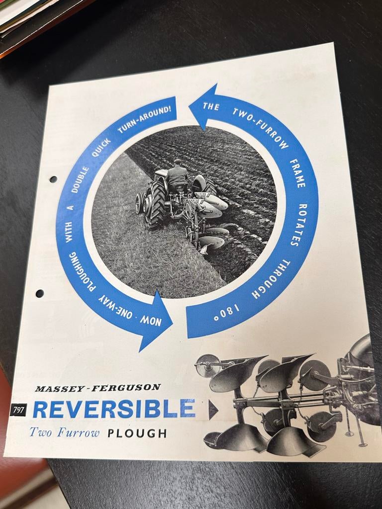Oude Massey Ferguson Folder Jaren '60 - Reversible Plough, Ophalen of Verzenden, Zo goed als nieuw, Overige typen