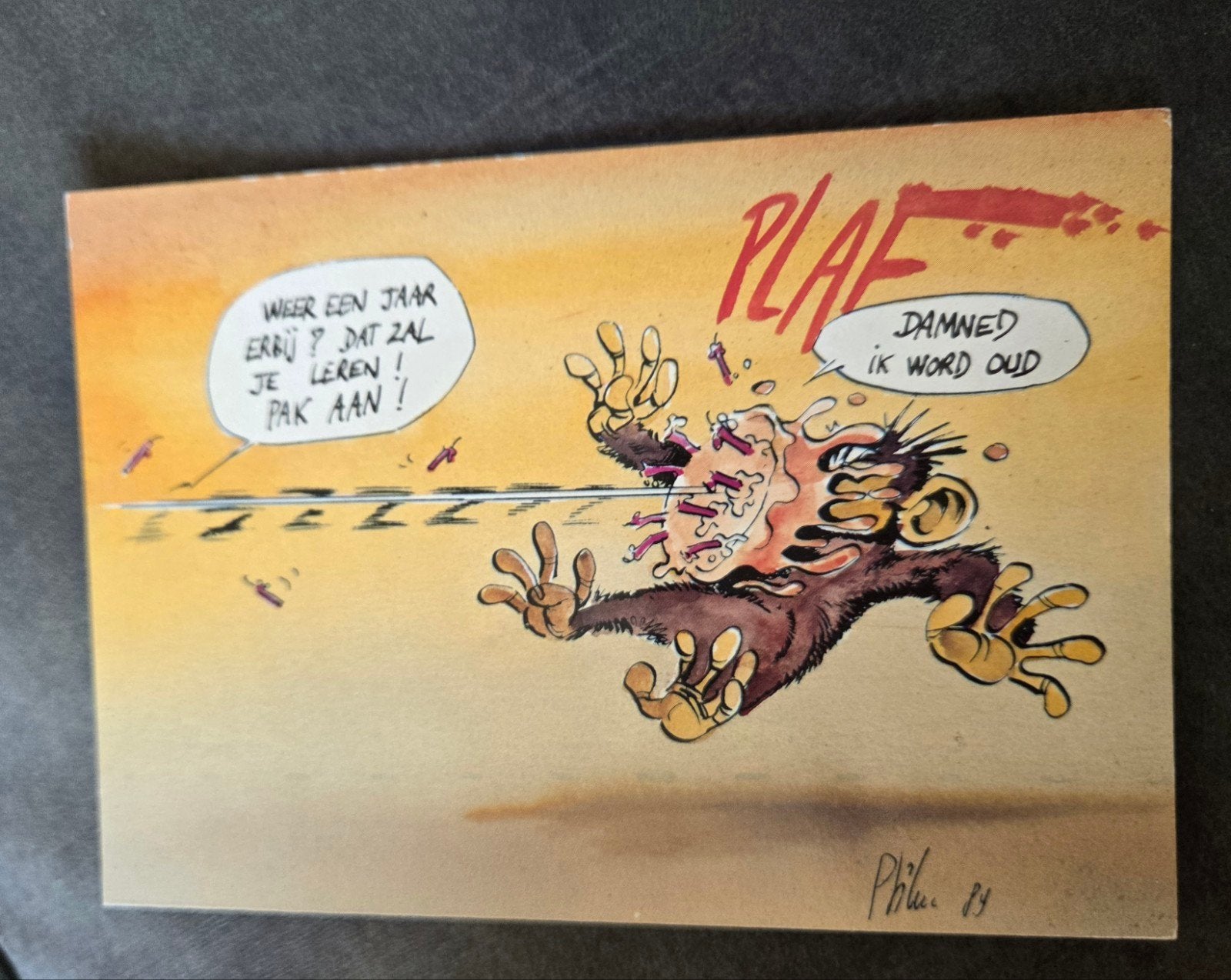 Aap krijgt taart in gezicht gesmeten - Pitluc, Verzenden, 1980 tot heden, Gelopen, Overige thema's