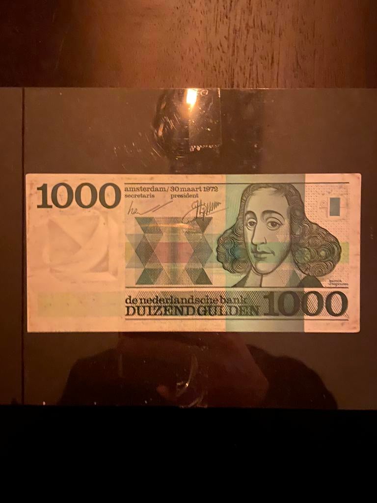 Ongevouwen 1000 gulden biljet 1972 Spinoza, Postzegels en Munten, Bankbiljetten | Nederland, Ophalen of Verzenden, 1000 gulden