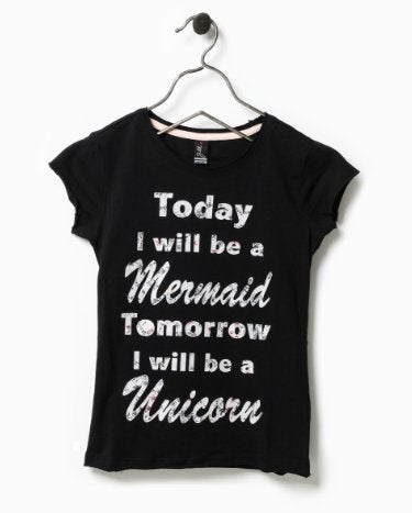 Shoeby Jill Lova top zwart Today i will be a mermaid mt 170, Meisje, Nieuw, Ophalen of Verzenden, Shirt of Longsleeve