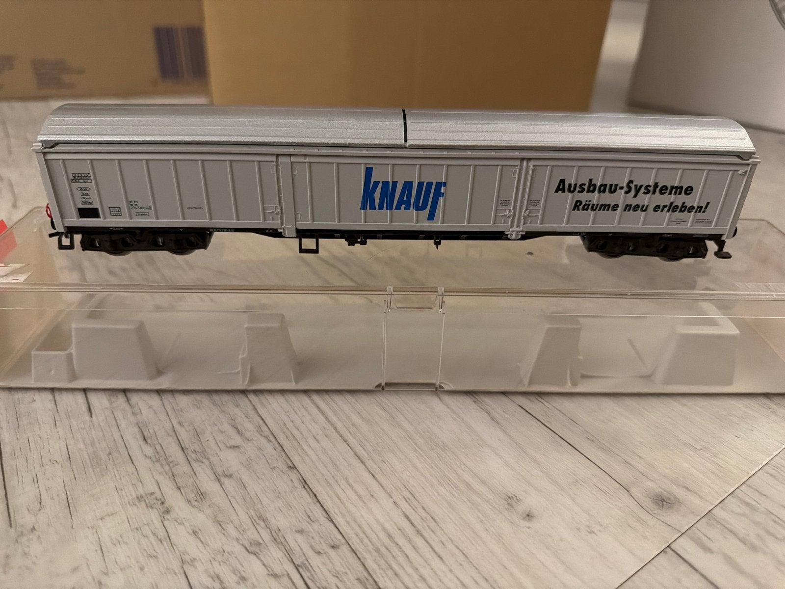 Fleischmann H0 5383 K Schuifwandwagen "KNAUF" DB - ALS NIEUW, Hobby en Vrije tijd, Gelijkstroom, Fleischmann, Wagon, Ophalen of Verzenden