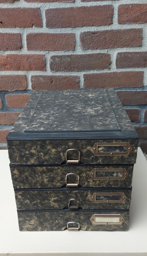 Vintage stapelbare lade archiefkastje, Ophalen of Verzenden
