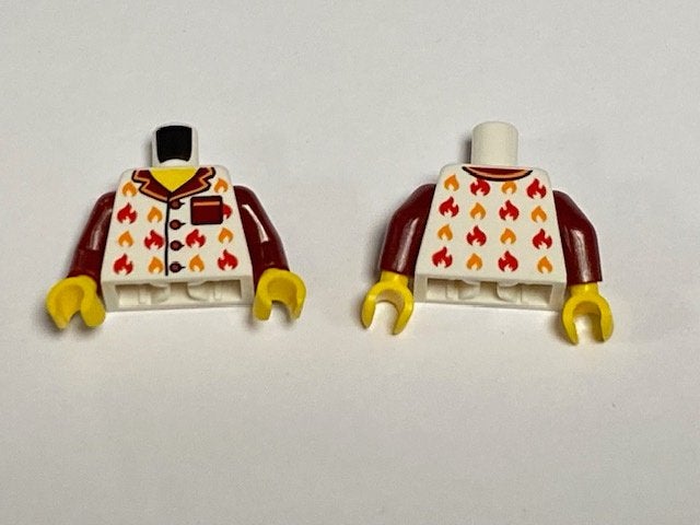 Partij Lego 2x nieuwe romp met witte pyjama met rode mouwen
