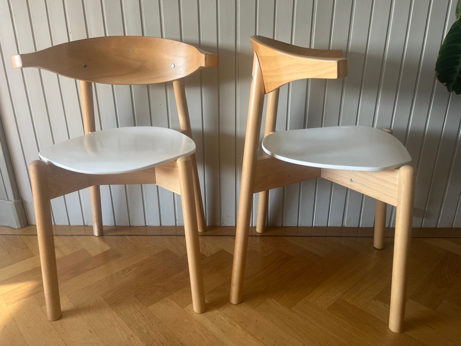 Set van 2 vintage IKEA BOJNE eetkamerstoelen (2002) Karlsson, Huis en Inrichting, Ophalen, Twee, Wit, Zo goed als nieuw