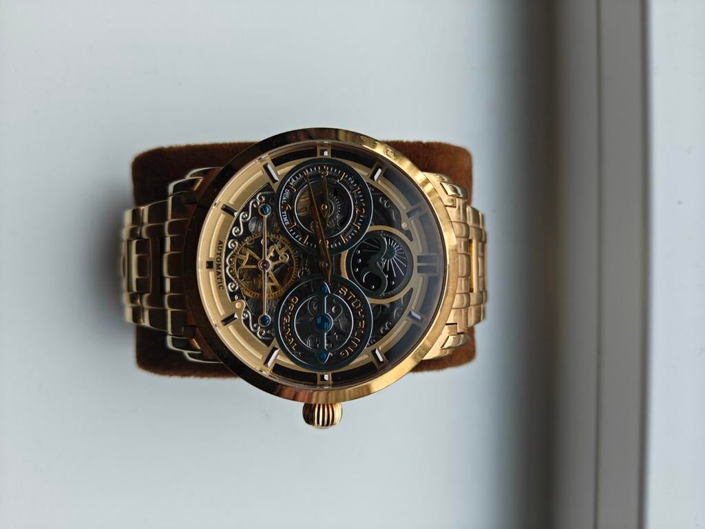Goudkleurig Stührling Luciano 371B Automatic Polshorloge, Staal, Gebruikt, Polshorloge, Goud