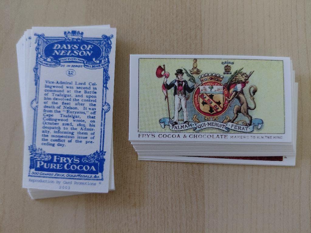 Days of Nelson complete set 25 trade cards Fry's Cocoa REPRO, Verzamelen, Ophalen, Zo goed als nieuw