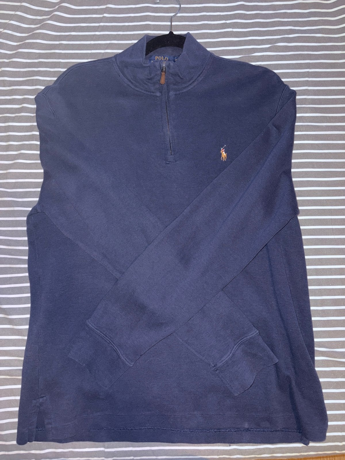 Ralph Lauren kwartzip trui Navy (M), Ophalen of Verzenden, Zo goed als nieuw, Maat 52/54 (L), Blauw