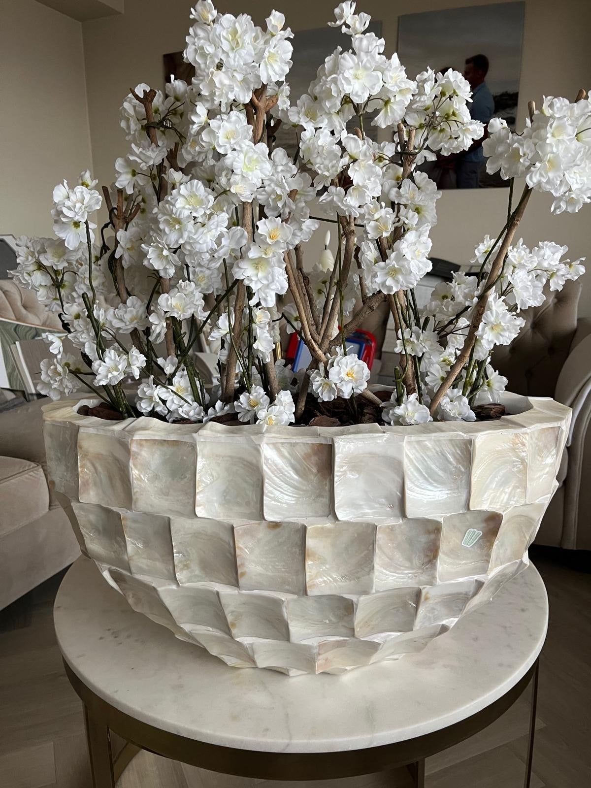 Schelpenvaas met kunstbloemen, Ophalen, Zo goed als nieuw, Overige materialen