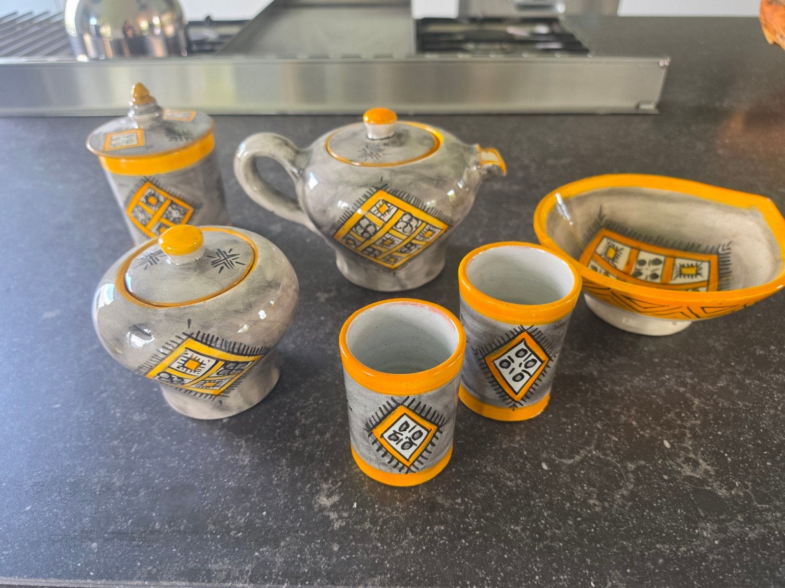 Nieuw Marokkaans servies 6-delig uit Marrakech, Ophalen of Verzenden, Nieuw, Porselein, Overige stijlen