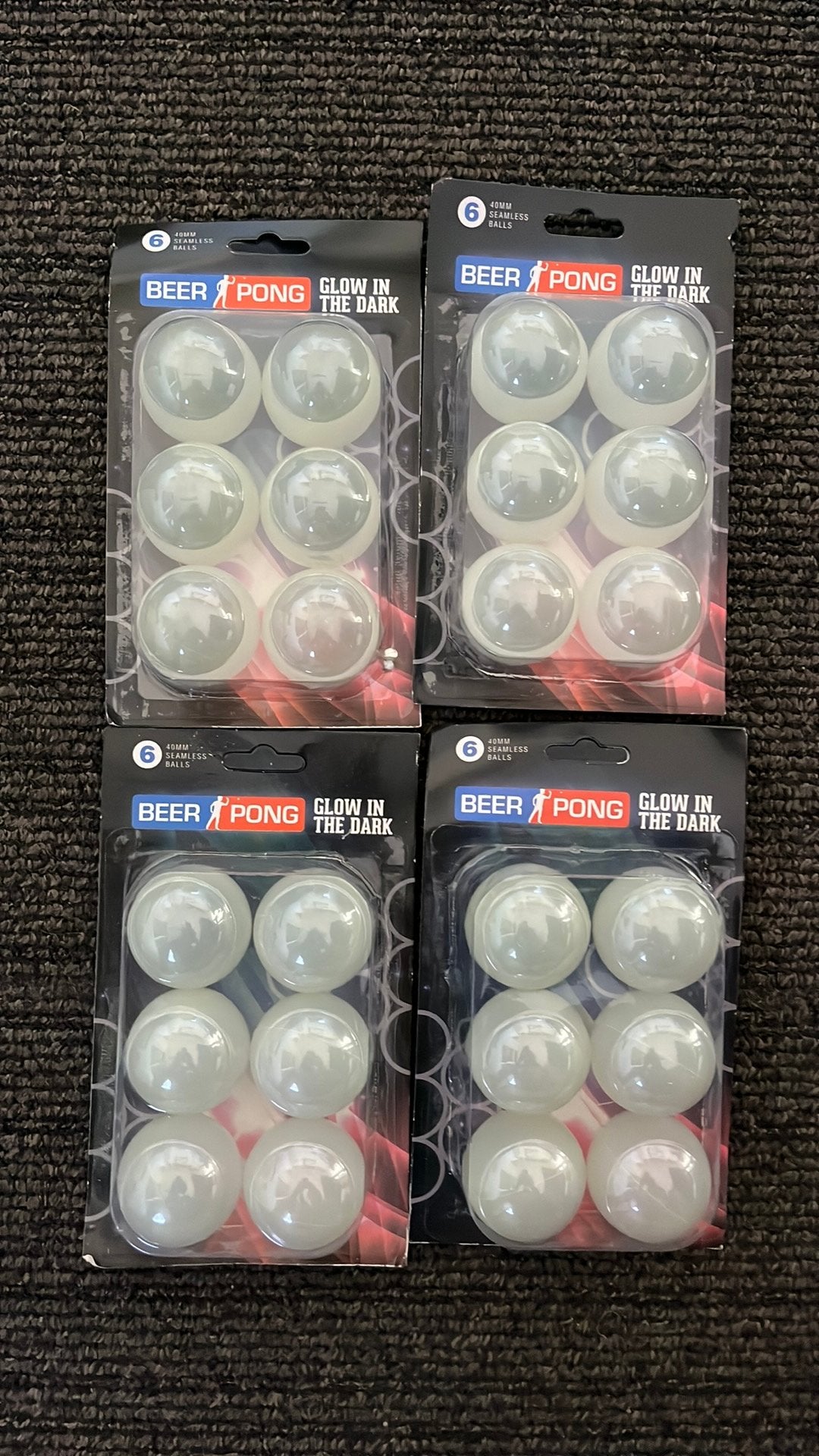 4 sets Glow in the Dark Beer Pong Ballen - 6 stuks, 40mm, Ophalen of Verzenden, Nieuw, Net, Batje(s) of Balletje(s)