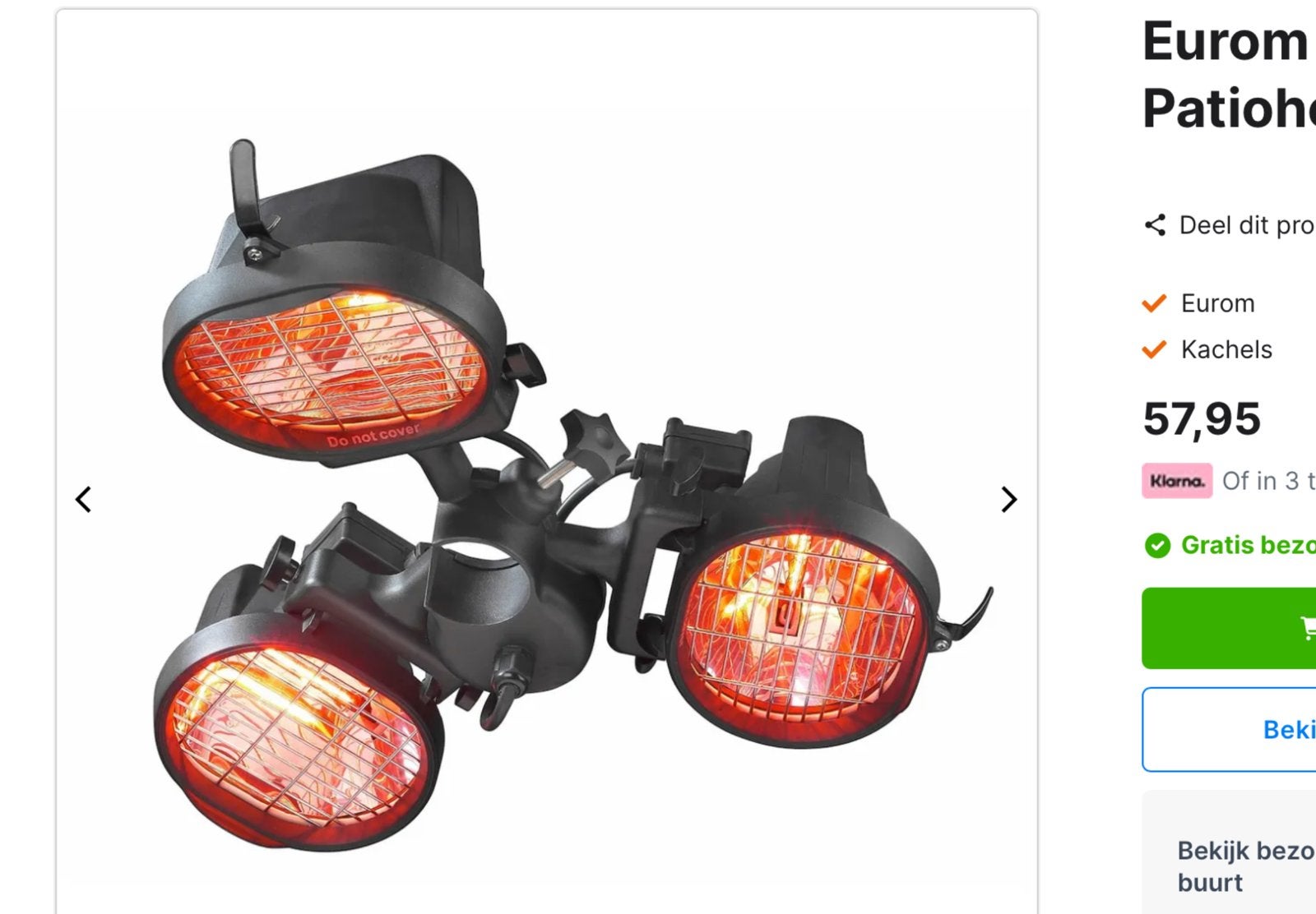 3x 500W Parasol Heater - Krachtige Terrasverwarming, Ophalen, Nieuw, Elektrisch, Parasol