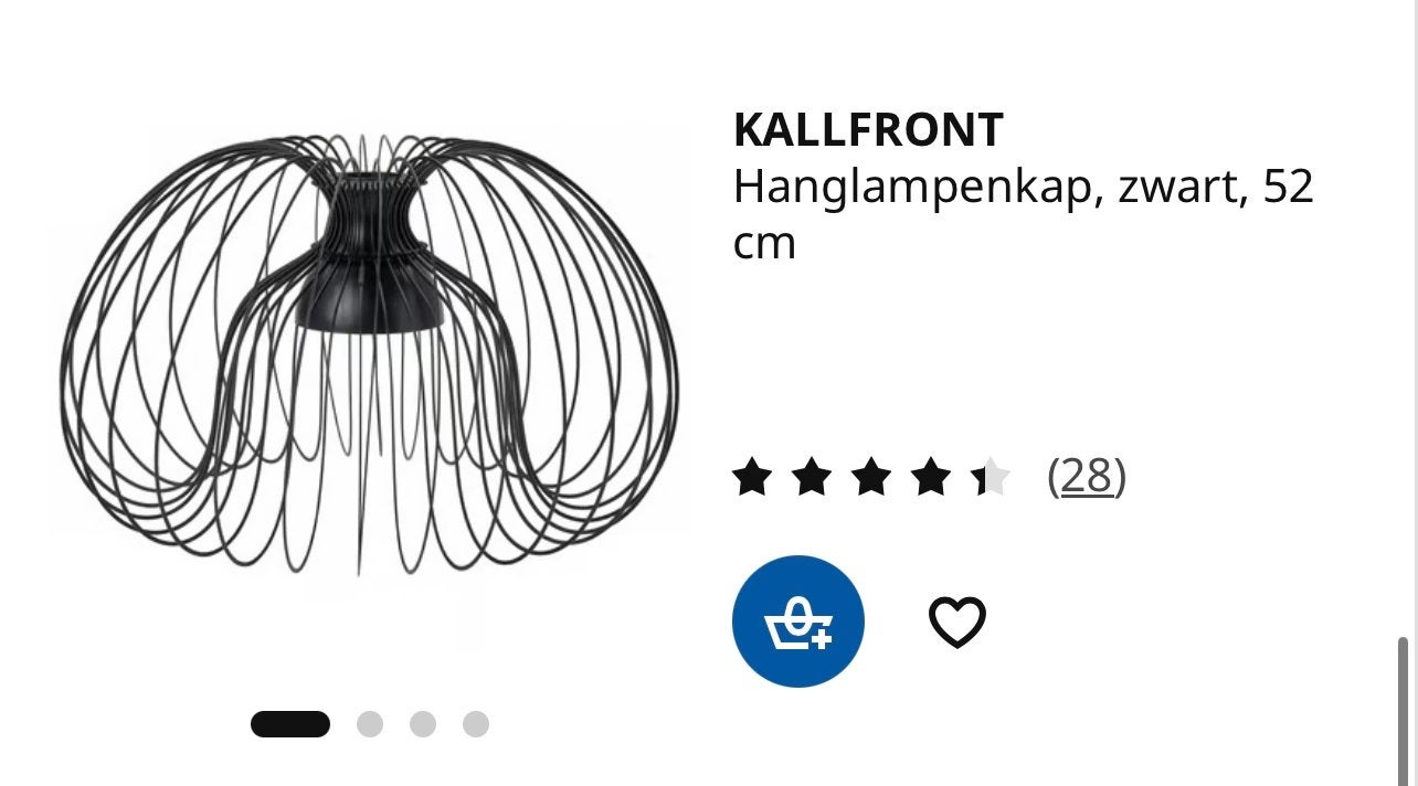 IKEA KALLFRONT Hanglampenkap Zwart 52 cm, Zwart, Rond, Nieuw, Ophalen of Verzenden
