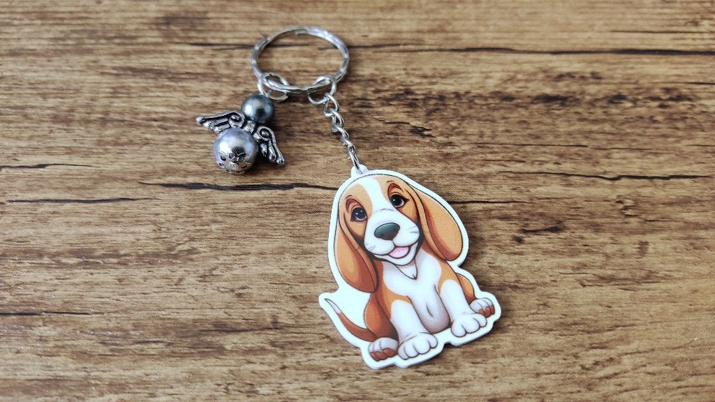 (Sleutel/Tas) Hanger Basset met beschermengeltje, Verzenden, Nieuw, Hanger