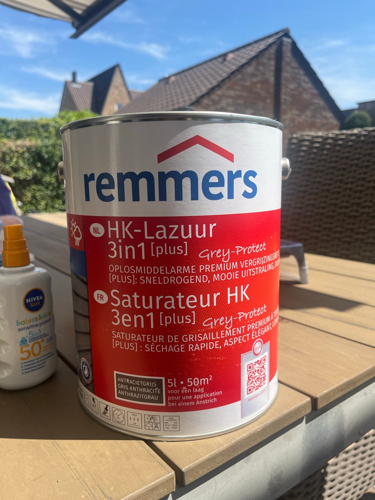 Remmers HK-Lazuur 3in1 Antracietgrijs 5L, Doe-het-zelf en Verbouw, Verf, Beits en Lak, Ophalen, 5 tot 10 liter, Nieuw, Beits