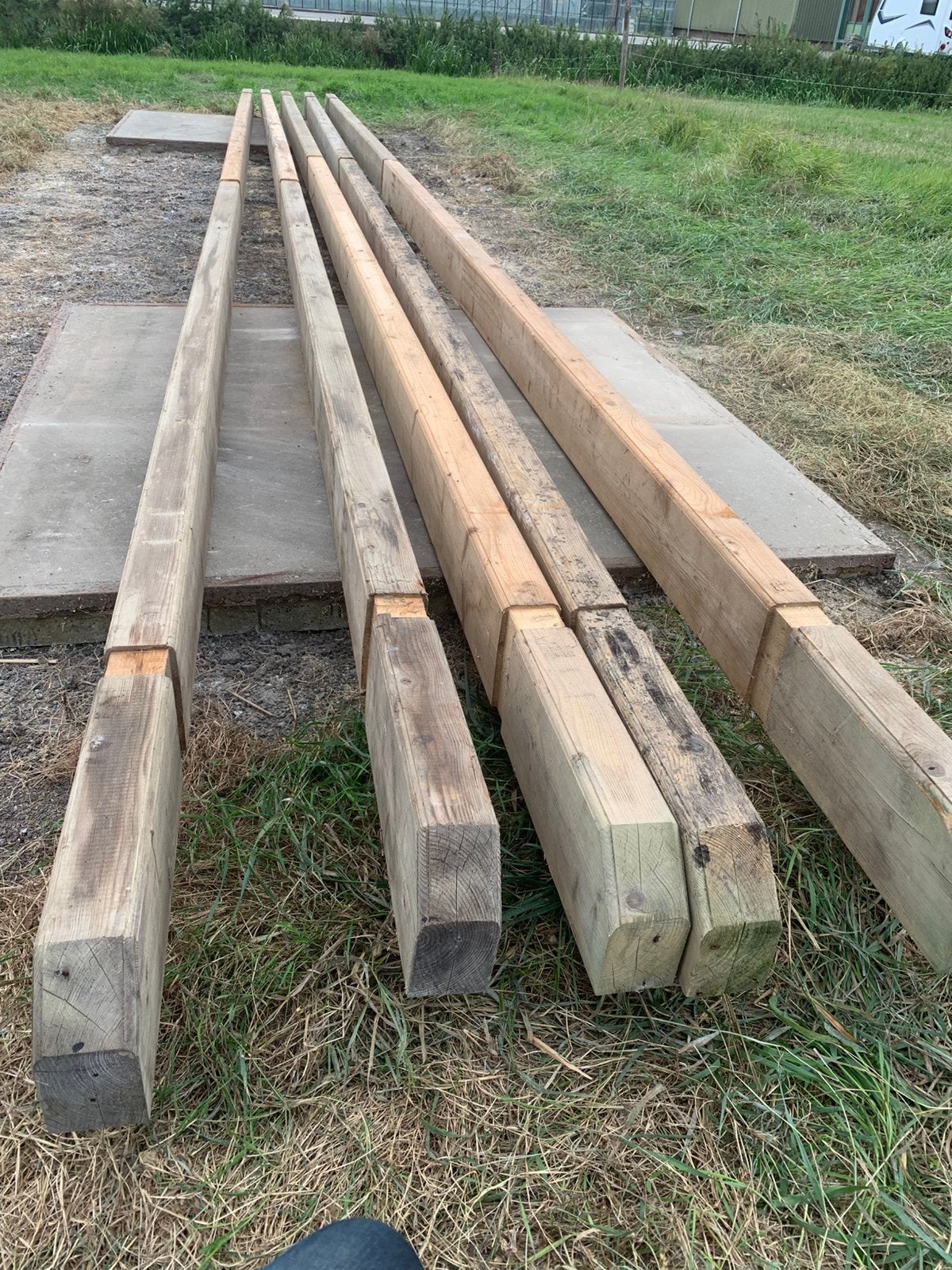 5 balken grenen/ vuren balk geschaafd 10 meter  9.5 x 19,5, Ophalen, Zo goed als nieuw, 250 cm of meer, Balken