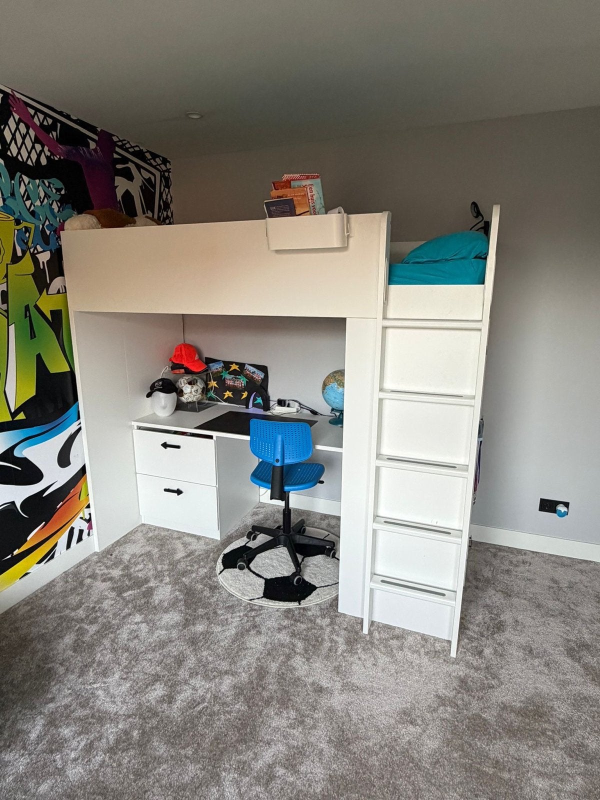 Hoogslaper met bureau en opbergruimte, Ophalen, Gebruikt, Eenpersoons, 160 tot 180 cm
