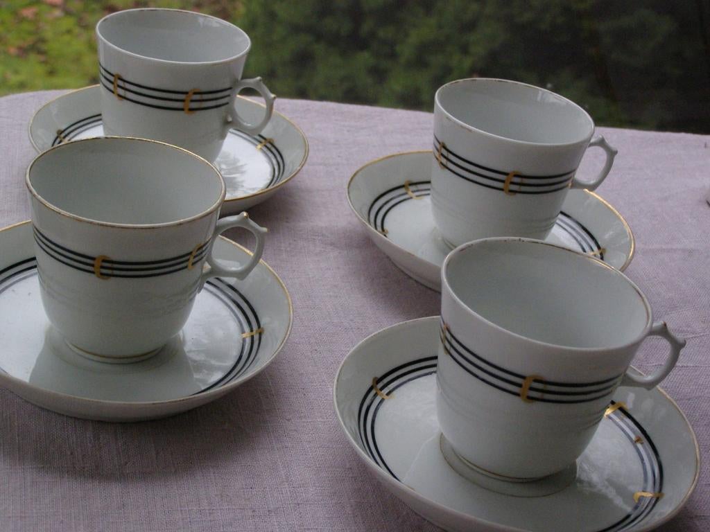 4 biedermeier kop en schotels, Ophalen of Verzenden