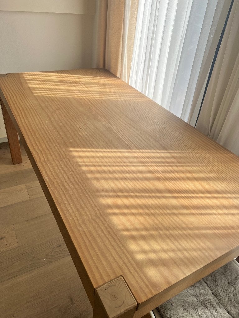 Massief houten eettafel, Ophalen, Gebruikt, Grenenhout, 50 tot 100 cm