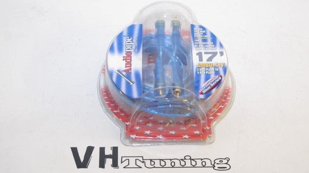 Audiopipe AMBU-417 2 RCA to 4 RCA plugs 17''/ tulp splitter, Ophalen of Verzenden, Nieuw