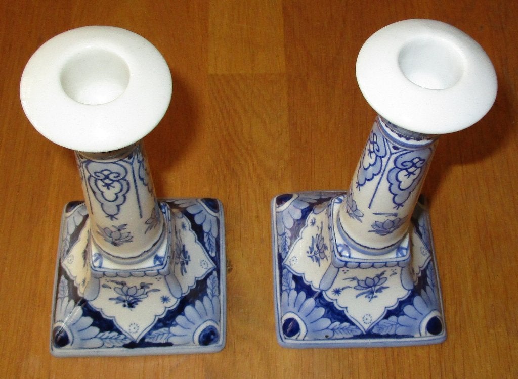 Stel Kandelaars Porceleyne Fles Delft, Ophalen of Verzenden